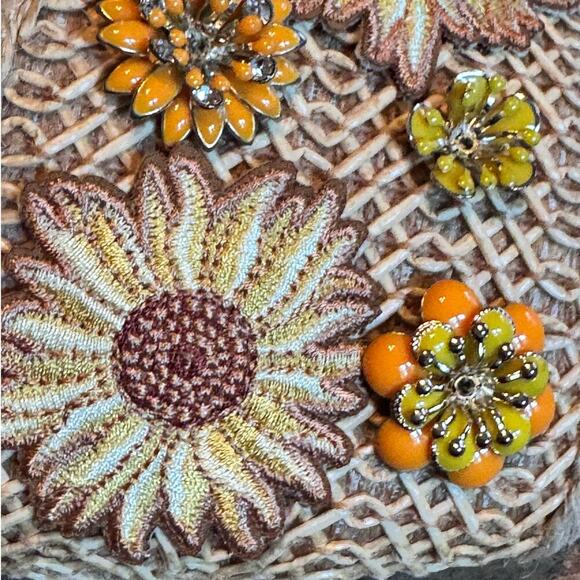 Circus NY Sunflower Embellished Raffia Slide Sandals - Picture 8 of 10